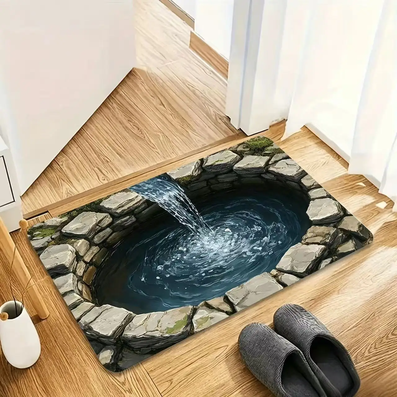Flannel Door Mat 3D Crocodile Pattern Optical Illusion Floor Rug for Front Door Entrance Garden Home Decor Carpet