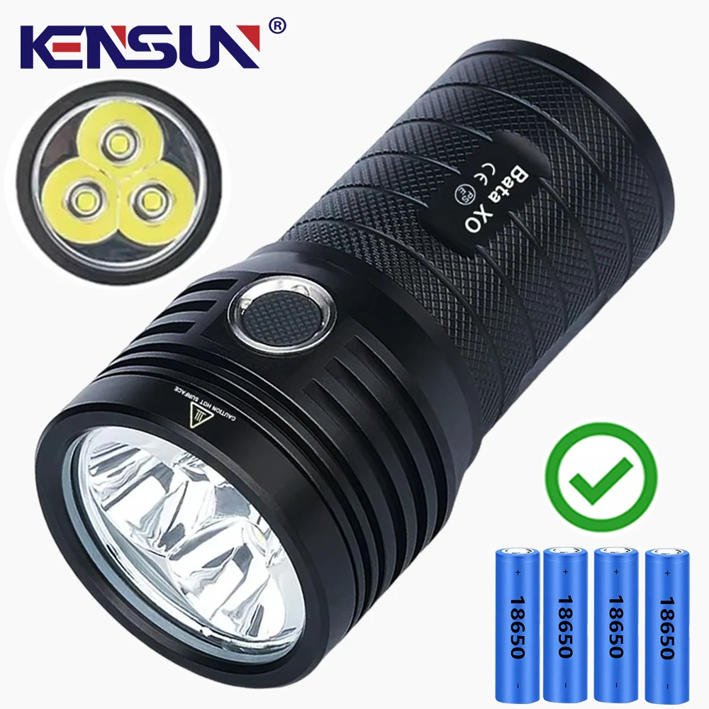 Powerful 3*XHP90 LED Flashlight High Lumen USB Rechargeable Tactical Torch Safety Lock Hand Lantern For Camping Hiking Fishing