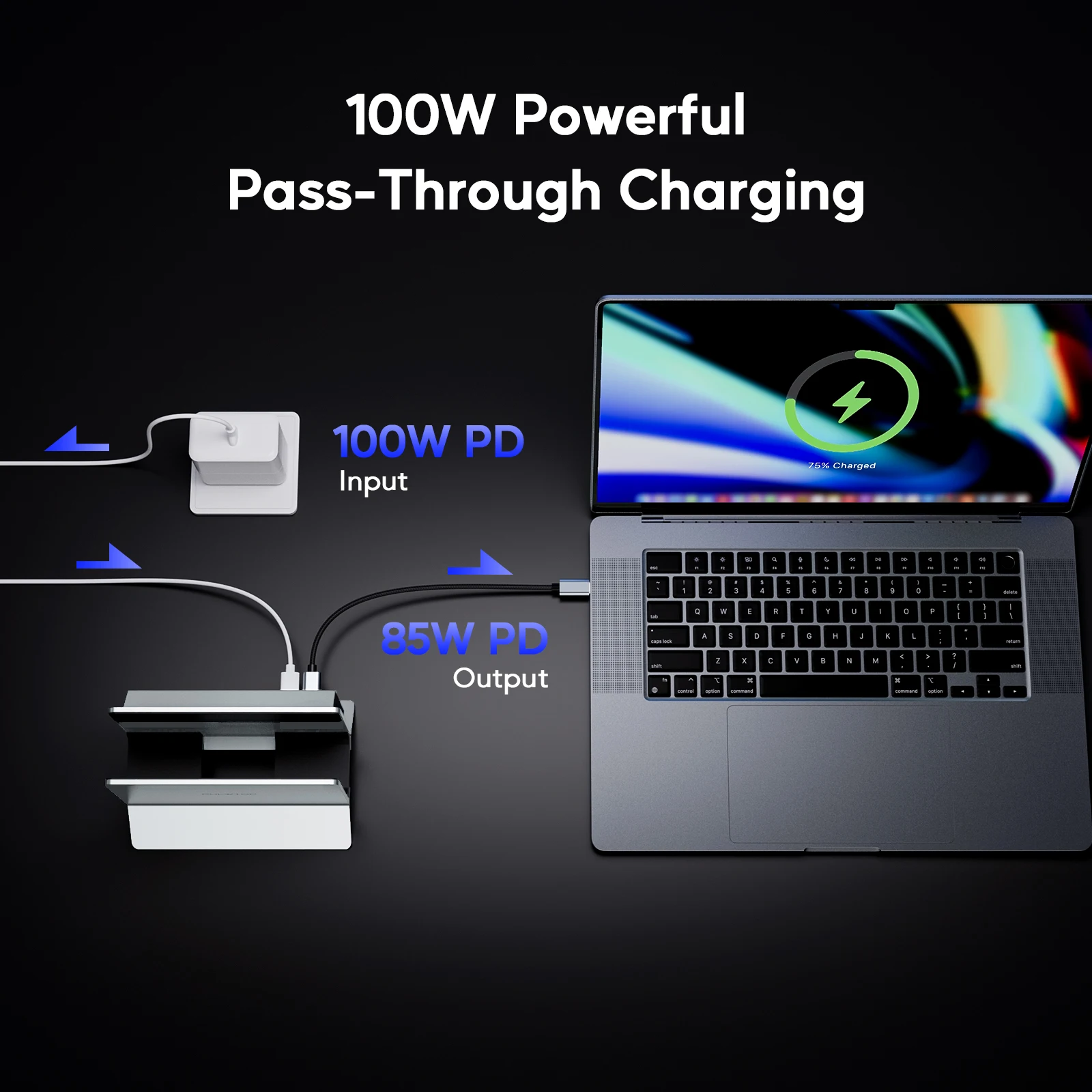 محطة إرساء USB C عمودية PULWTOP مع حافظة M.2 SSD، HDMI، USB A/C، RJ45، SD/TF، PD لجهاز MacBook Pro/Air، Type C للكمبيوتر المحمول-Silve