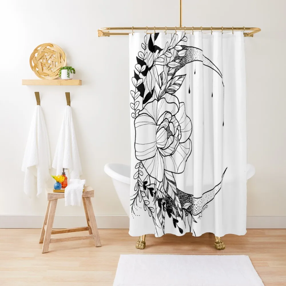 

Flower Moon Shower Curtain Bathroom Decor Window Shower Waterproof Curtain