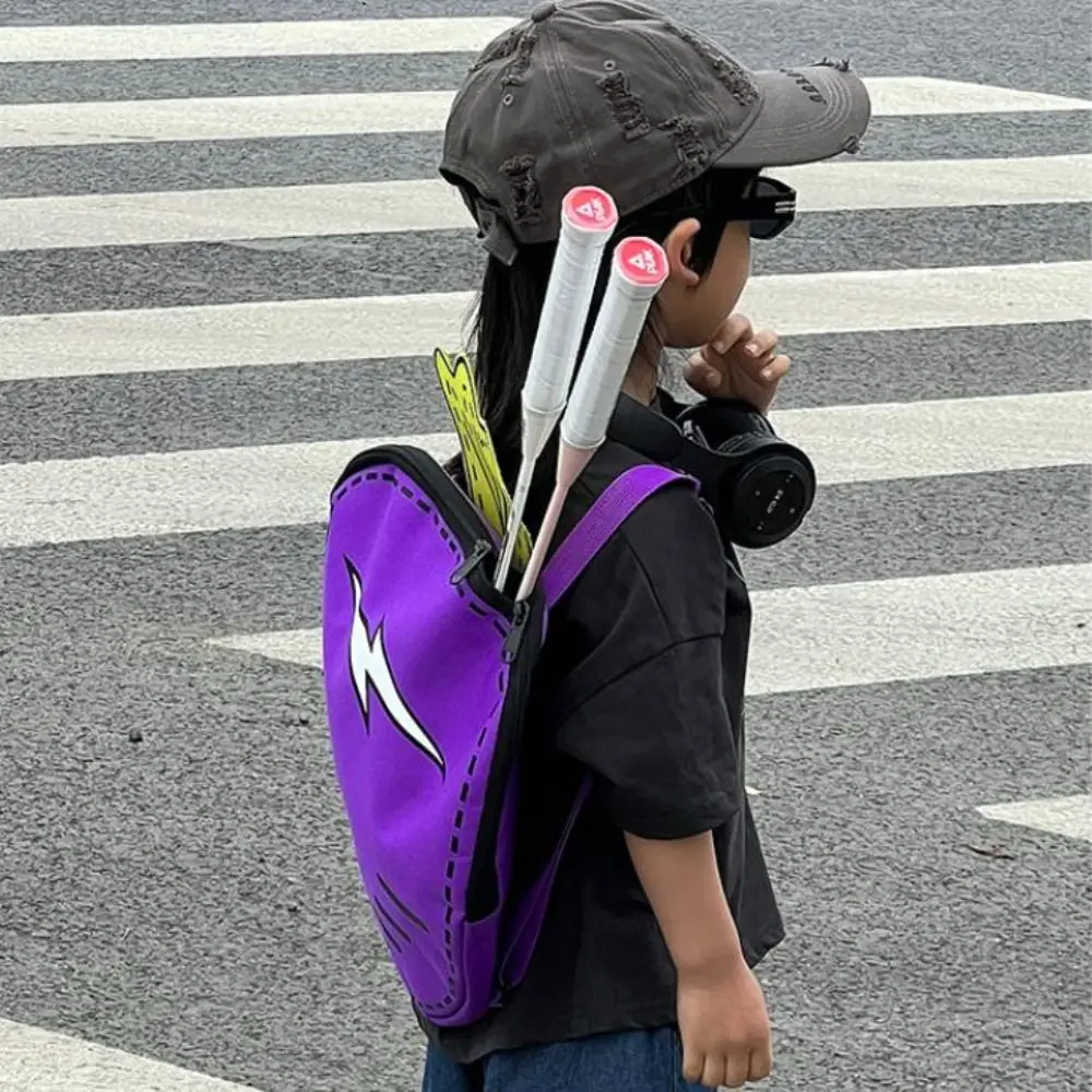 Korean Children's Badminton Bag Cute Nylon Tennis Carrot Bag Sport Lightweight School Backpack Travel