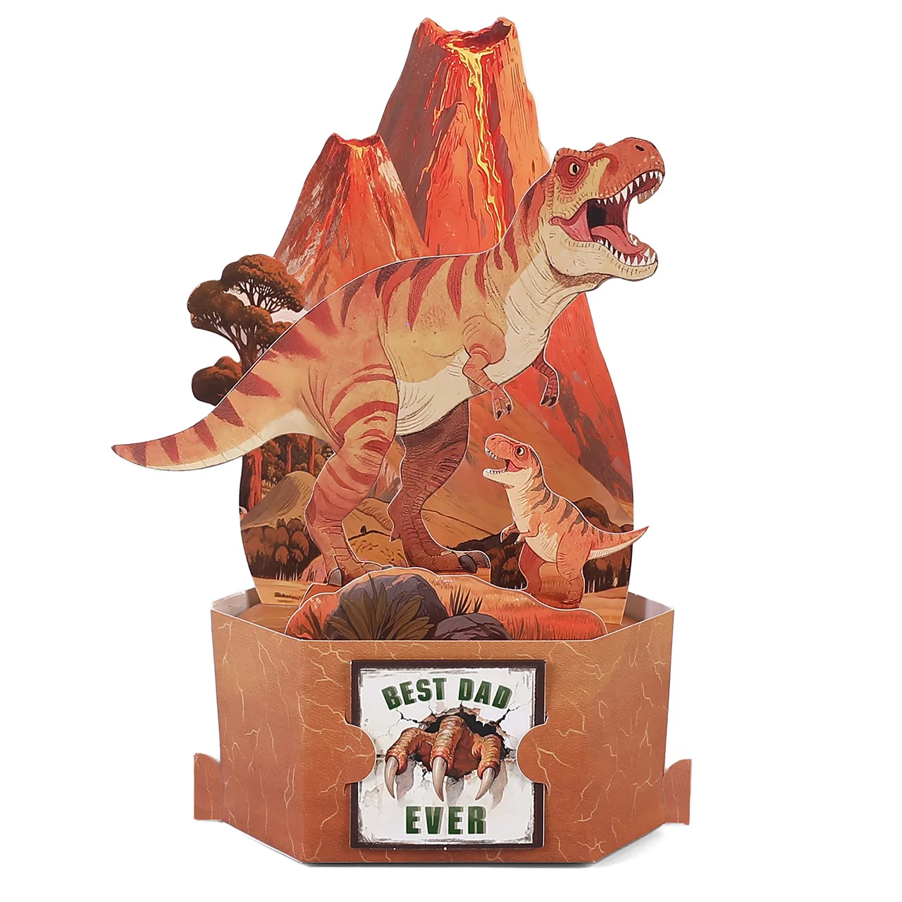

5Pcs Happy Father's Day Dinosaur Card 3D Handmade Paper Carving Volcano Family's Best Dad Blessing Card Mother's Day Polar Bear