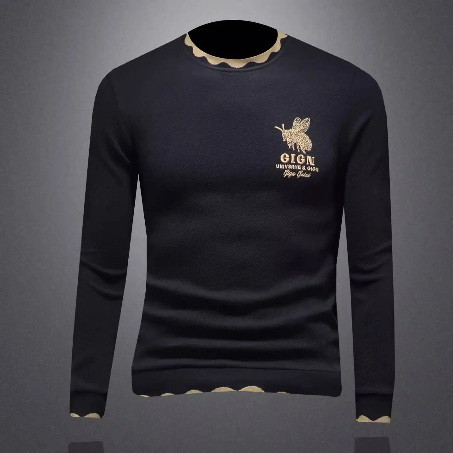 الخريف الشتاء النحل التطريز تي شيرت الرجال عادية البلوز قاع قميص الملكي تي شيرت الرجال الفاخرة تي شيرت الرجال نادي وتتسابق