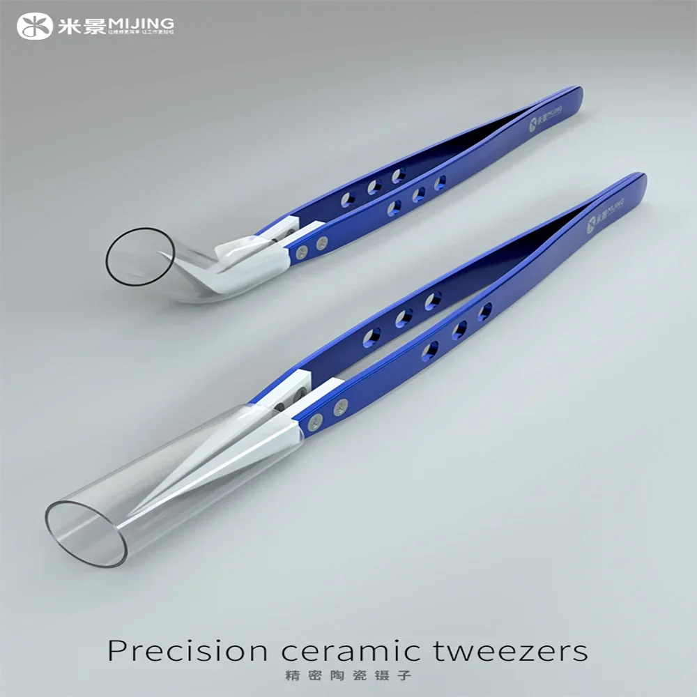 Tweezers MIJING TCN-01 TCN-02 Ceramic Bent Tweezers Anti-static Straight Tip Tweezers Super Fine Mobile Phone Maintenance Tools