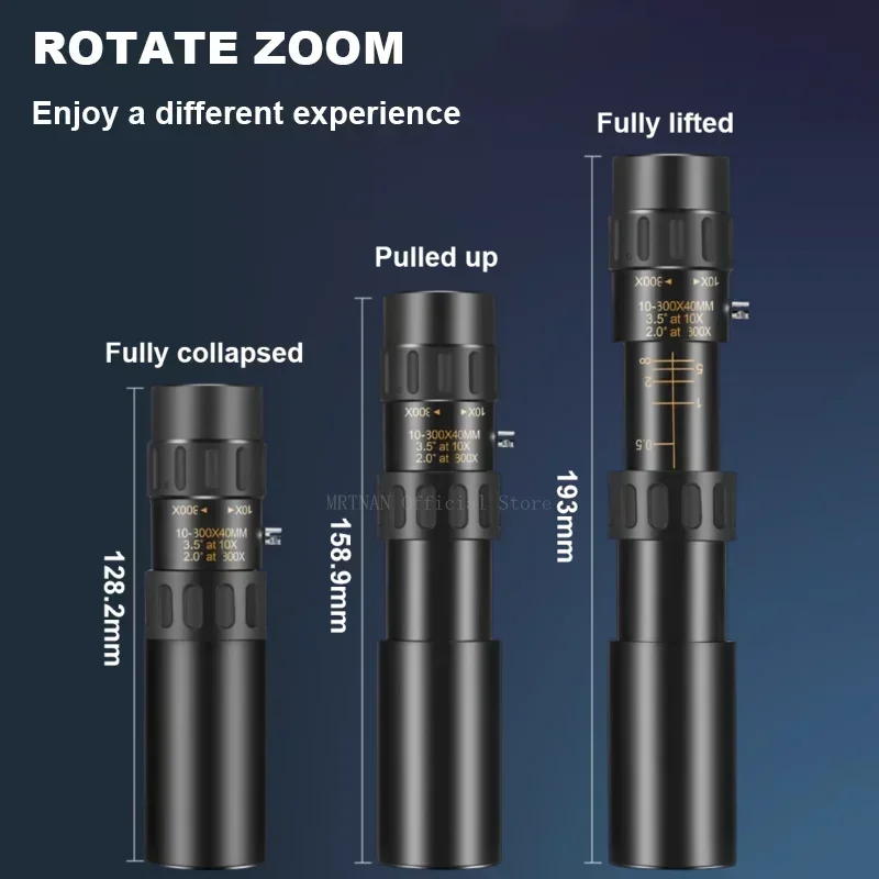 10-300X Zoom HD Portable Strong Binoculars Long Range Professional Spyglass Monocular Telescope Low Night Vision for Hunting