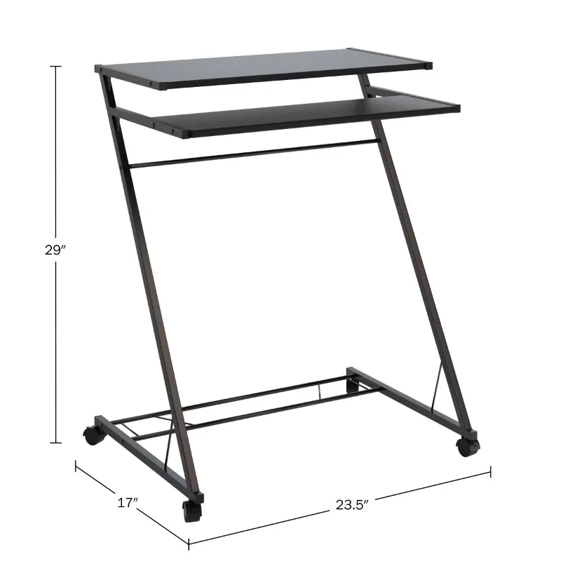 Portable Desk Rolling Laptop Cart with Casters, Black