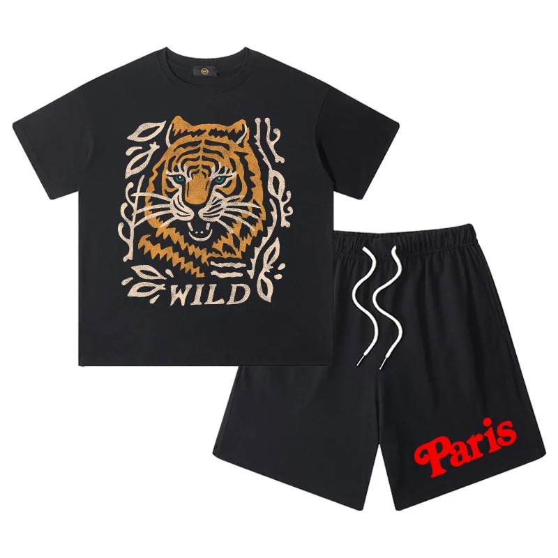 Boys Short sleeve Sets Summer Designer Children Clothes Tiger Tees Cotton shorts Suit Kids T-shirt Casual Wear Festival Gifts