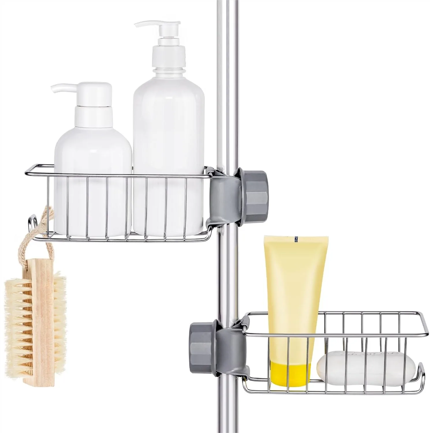 

Clawfoot Tub Shower Caddy, SUS304 Stainless Steel Shelves for Bathroom, Easy No-Drill Install, Silver