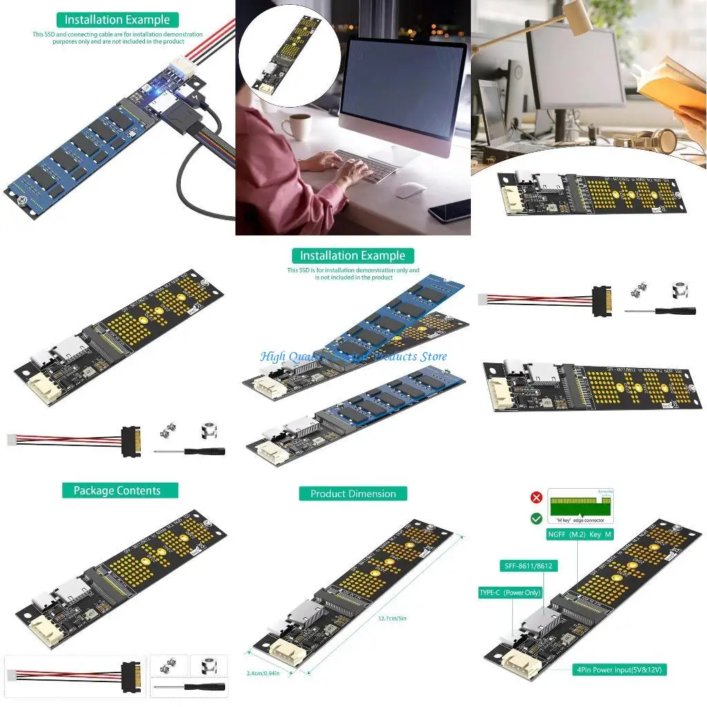 

U2JE Easy Installation M.2 NVME SSD TO SFF 8611 Адаптер для настольного компьютера и ноутбука