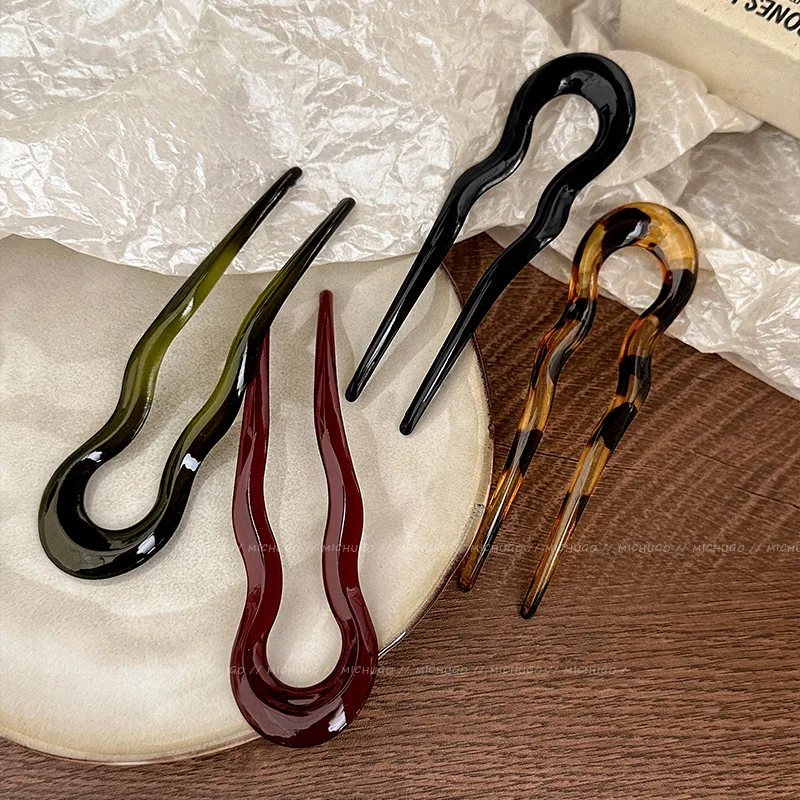 2026年 U字型ヘアフォーク ファッション べっ甲柄アセテ - Women'S Accessories List のレビューと価格