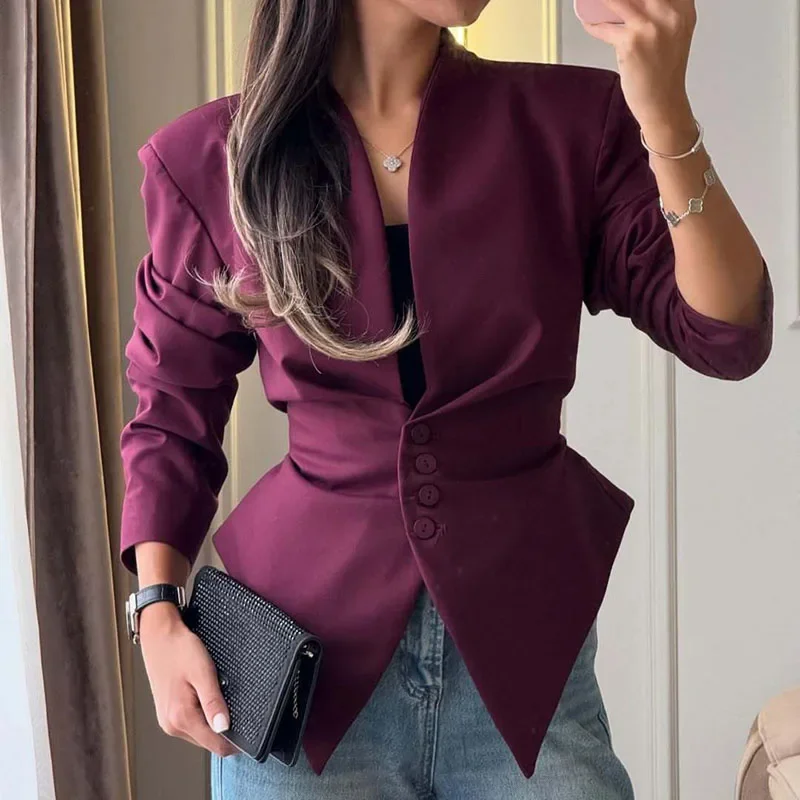 

Spring Summer New Pure V-neck Women's Tops Elegant Single Breasted Hollow Out Shirt Chic Design Style Long Sleeve Commute Blouse