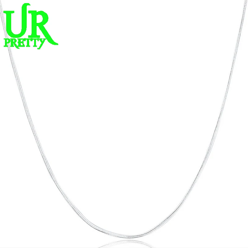 URPRETTY-collar de cadena de serpiente plana para mujer y hombre, de Plata de Ley 925, 16/18/20/22/24/26/28/30 pulgadas, 2MM, regalo de joyería