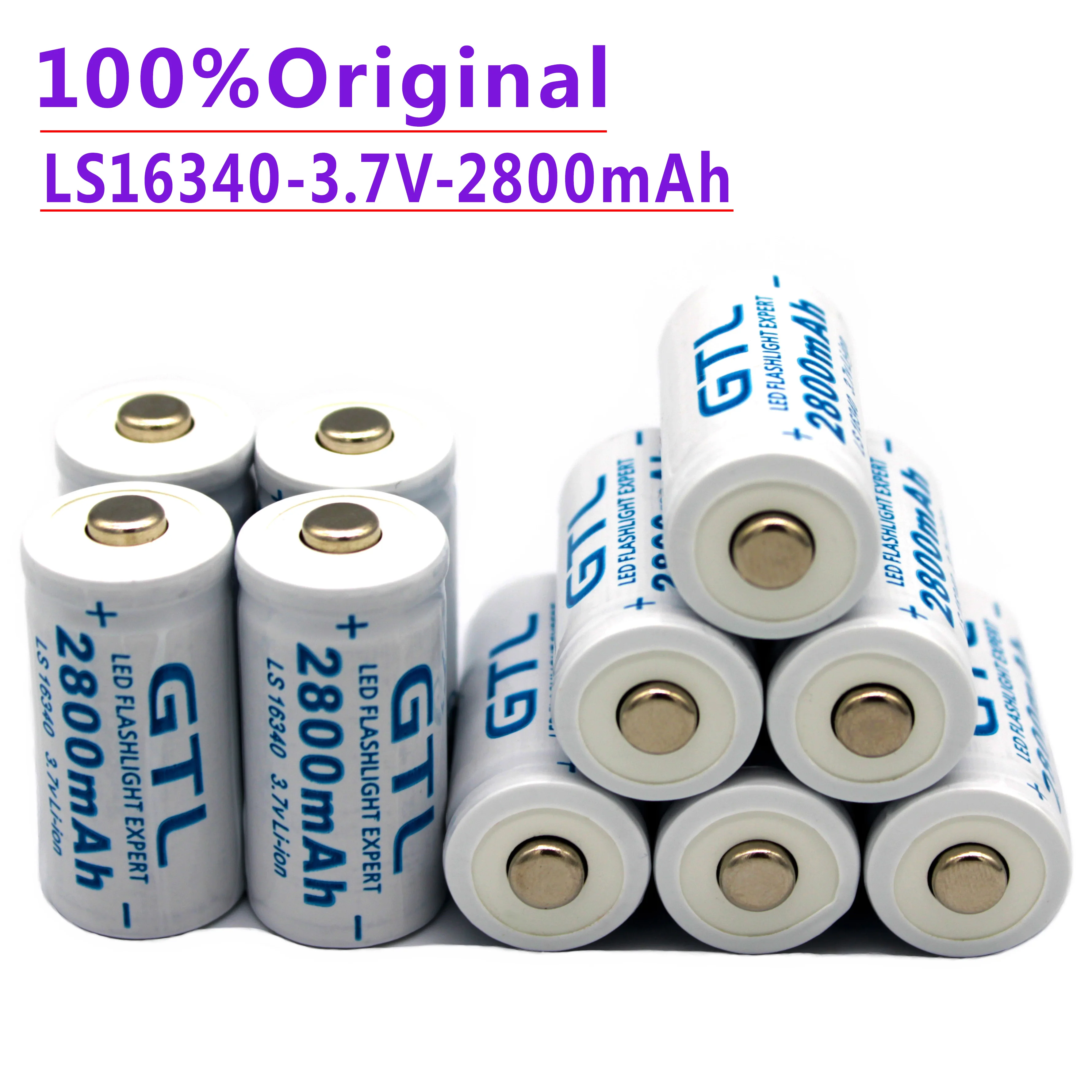 2023 New Lithium Lon Battery, 3.7V, 2800mah, Rechargeable, CR123A, 16340 3.7 V, CR123A, Used for Laser Pen, LED Flash Battery,