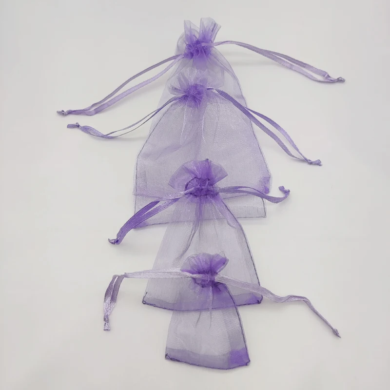 

100pcs Light Purple Violet Gift Bag Packaging Organza Gift Bags Jewelry Bag Drawstring Sachet Jewlery Gift Pouches Organza Pouch