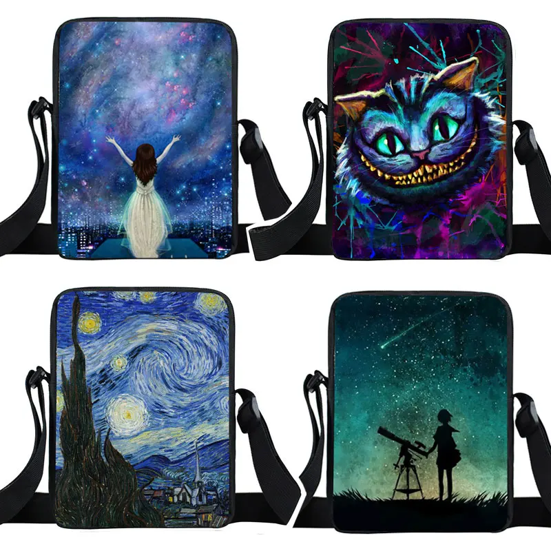 Galaxy / Nightfall Tree Crossbody Bag Women Handbags Ladies Canvas Shoulder Bags for Travel Small Satchels Leisure Messenger Bag