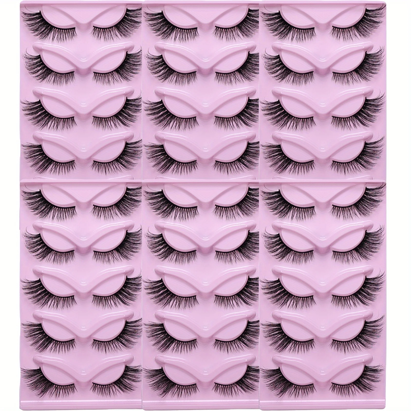 

30Pairs/6Pack of Cat False Eyelashes, Thick False Eyelashes, Fluffy Cat Eye Eyelashes, Extended False Eyelashes