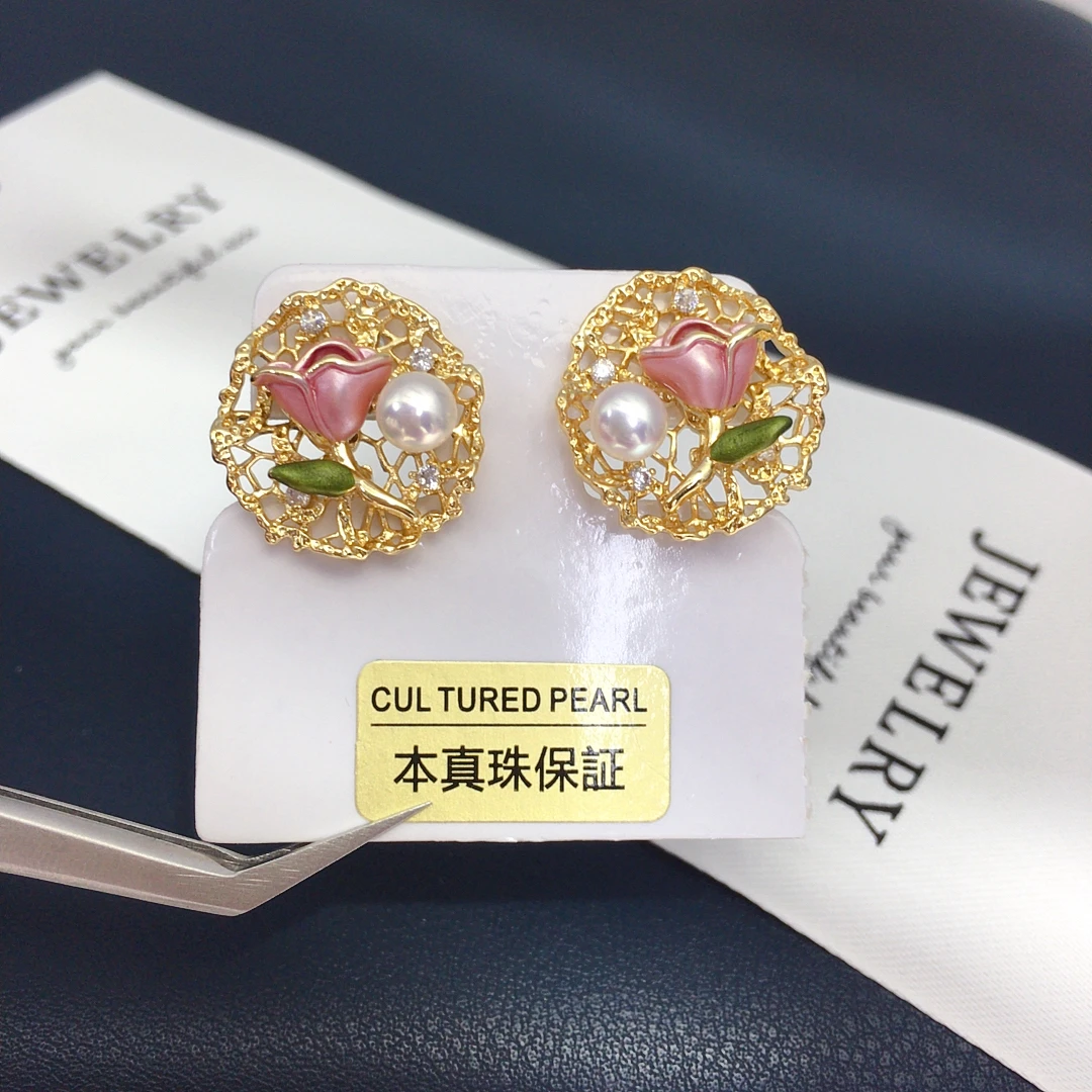 

ZHBORUINI серьги с пресноводным жемчугом 4-5 мм изысканные модные ретро-ювелирные изделия в форме тюльпана нерегулярный дизайн подарок для женщин