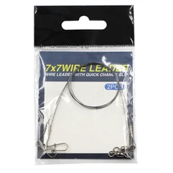 2 Fishing Titanium Wire Leader Line With Swivel Duo-Lock Snap For Predatory Fish Fly Tying Wiggle Tail Link Wire Fishing Tackle