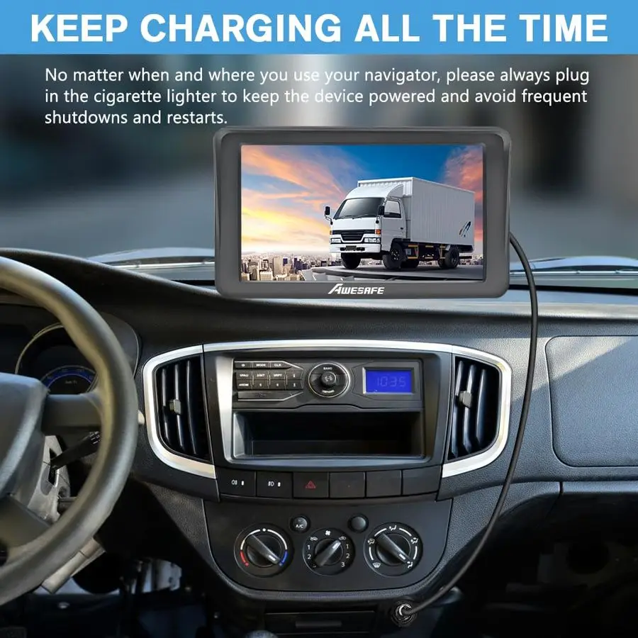 ملاح لشاحنة السيارة 7 بوصة تعمل باللمس، خرائط 2025 أمريكا الشمالية تحديثات مجانية مدى الحياة، التوجيه الصوتي TurnbyTurn، سرعة أمبير R