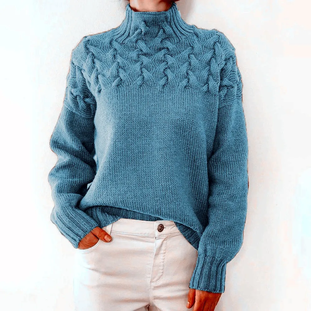 New autumn and winter women\'s clothing fashionable temperament casual commuting details high neck long sleeved sweater