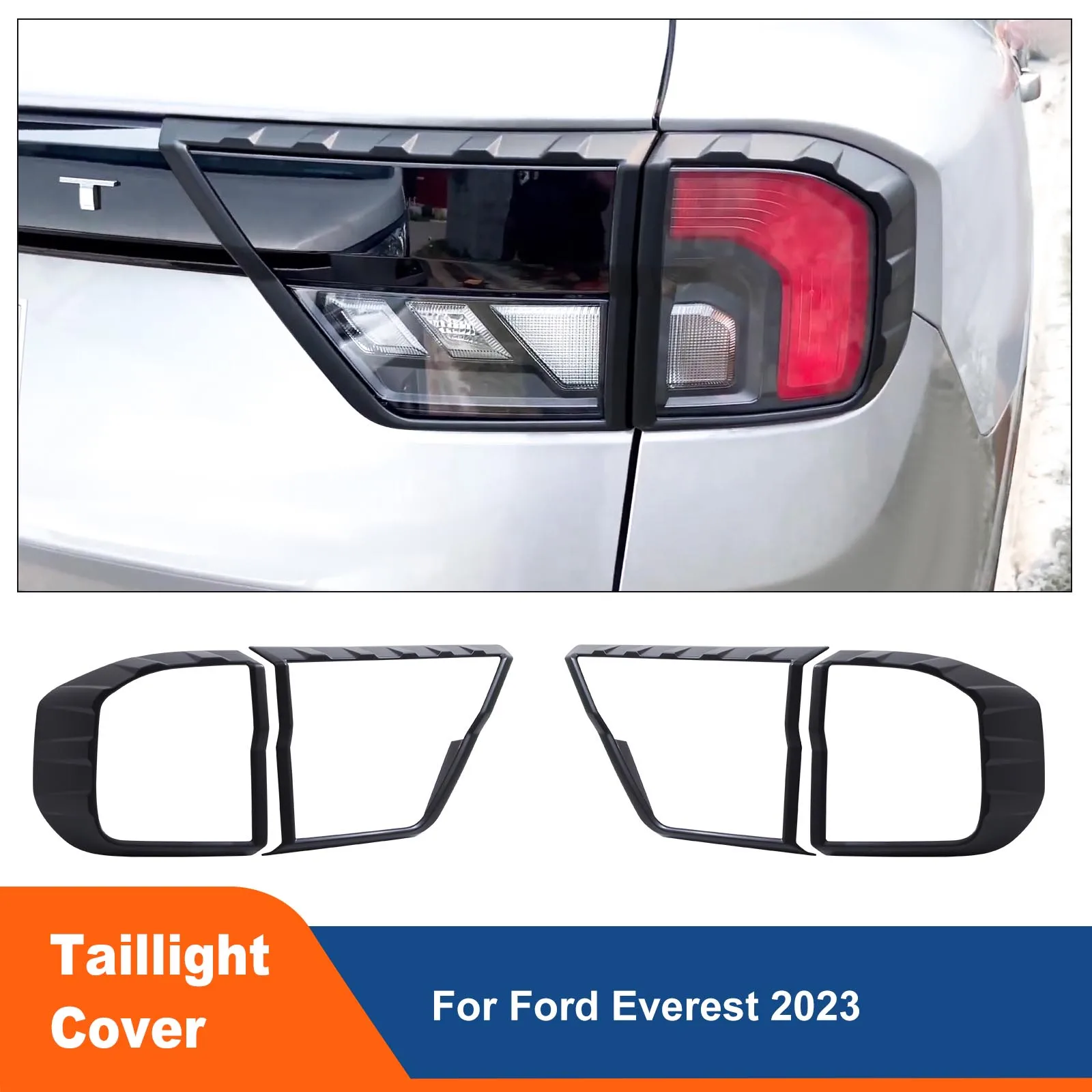 Matte Black Rear Taillight Tail Light Lamp Cover Trim For Ford Everest 2023 2024 Rear Lamp Hood Guard 4X4 Car Accessories