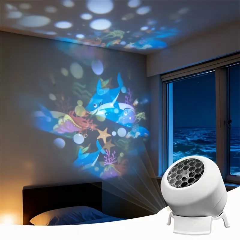 LED Ocean Projector Light, 360° Rotating Dynamic Night Light, USB Powered Ambient Lamp, Decorative Lighting for Game,Living Room image 5