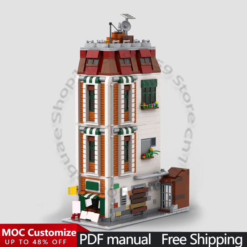 

1701 PCS House Street NEWSSTAND with Backyard MOC Customize Modular Building Block Educational Technology DIY Holiday Toy Gifts