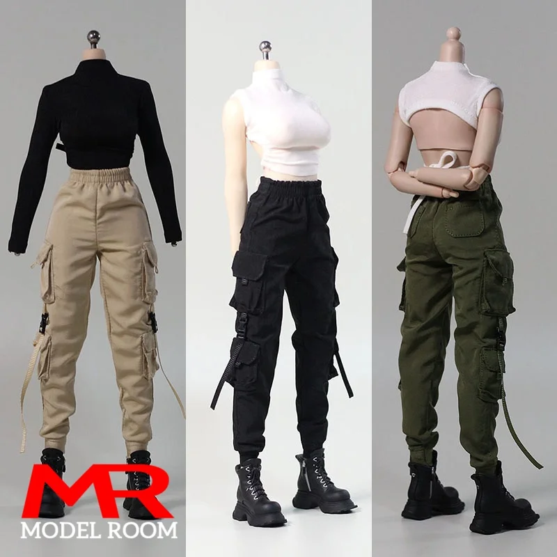 

HAILI TOYS HF013 1/6 Scale Female Functional style T-shirt Work Pants Clothes Model Fit 12'' AT203 Soldier Action Figure Body