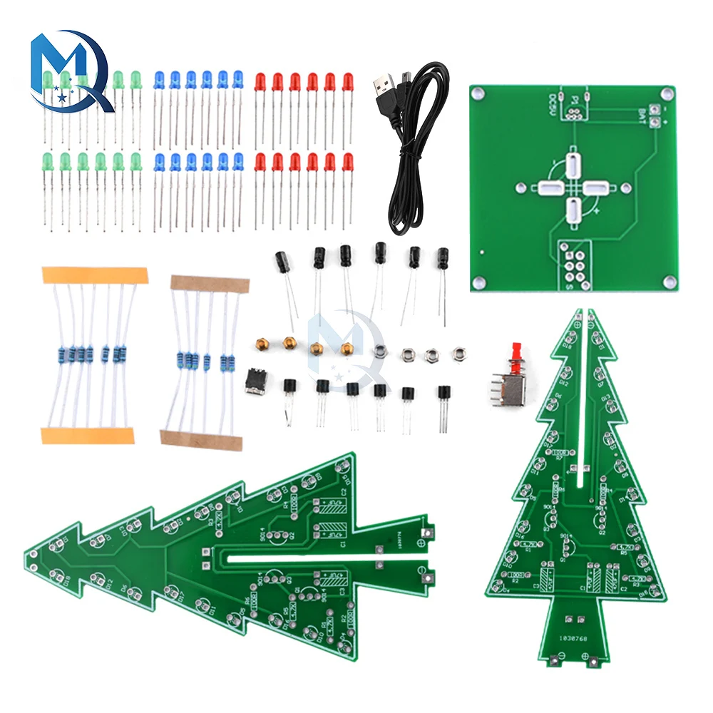 3D Christmas Tree Diy Electronics Kit Led Running Lights Fun Soldering Kit