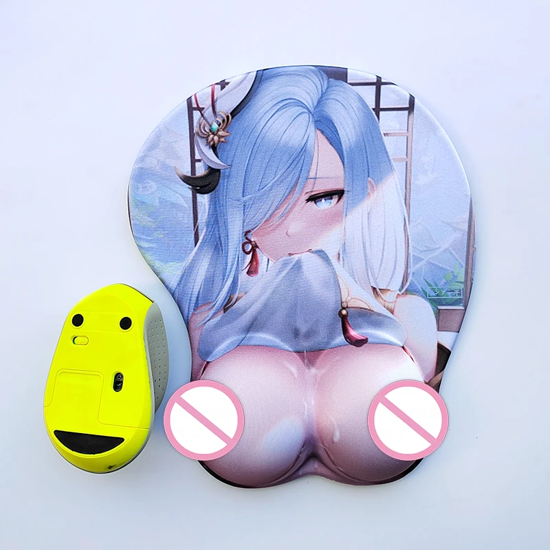 

3D silicone wrist protector mouse pad Genshin Impact Shenhe Azur Lane anime game sexy nipple protector protruding mouse pad