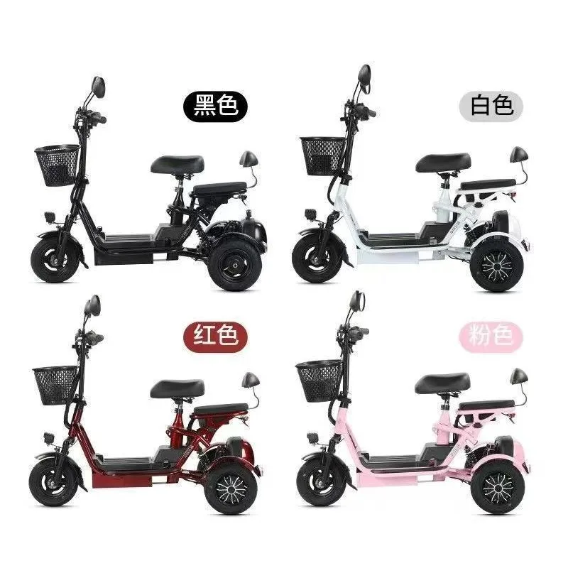 Women pick up the elderly  parent-child battery car