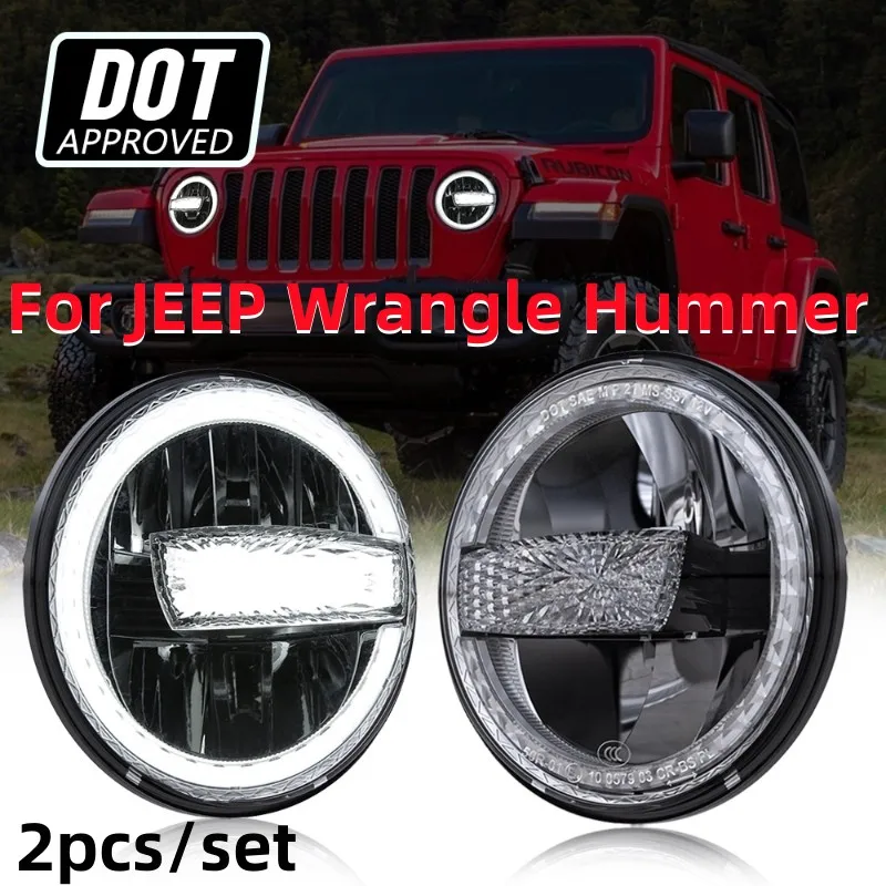 

1 Pair 7 Inch LED Headlights with DRL（Left + Right）Daytime Running Light Auto Accessories For JEEP Wrangle Hummer