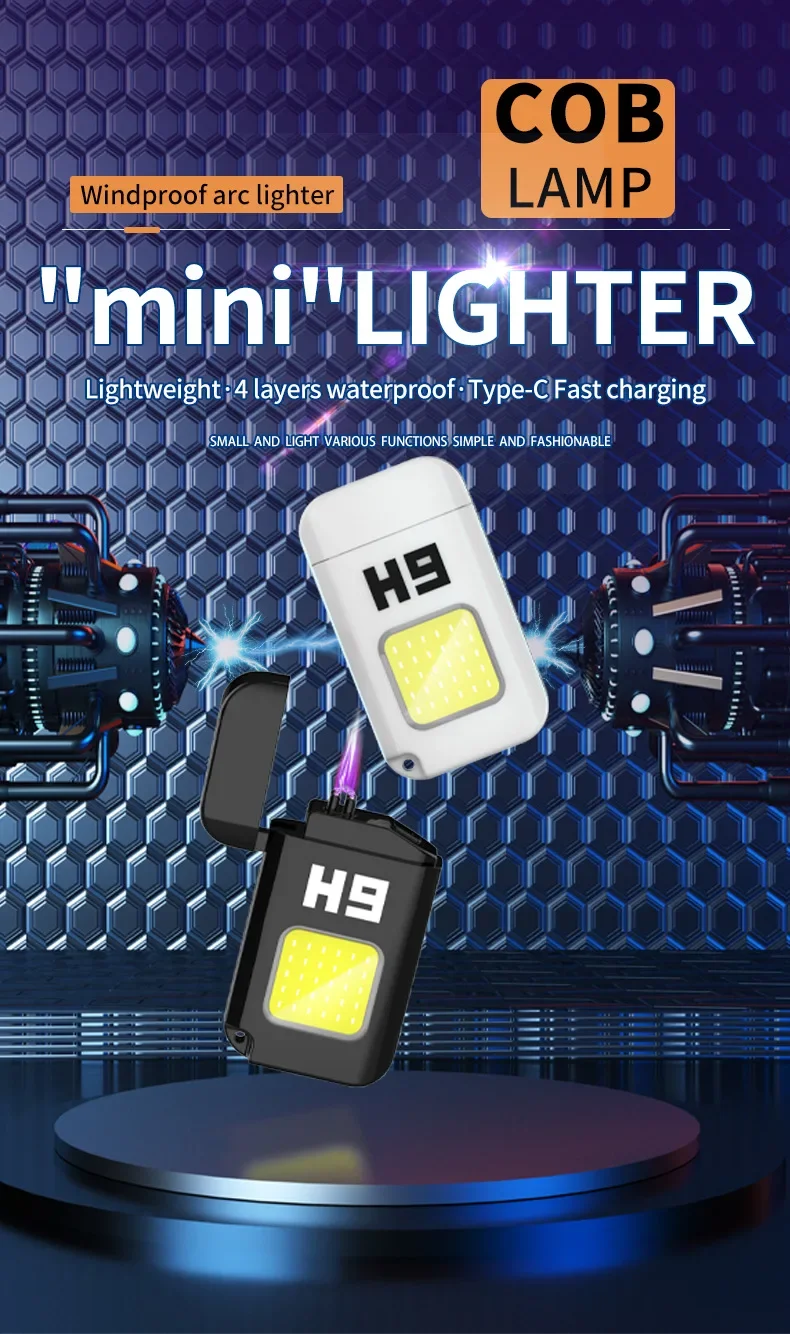 New Electric Smart Rechargeable Arc Lighter Lighting Outdoor Multi-Function Lighter Flashlight Mini Keychain Light Usb Charging