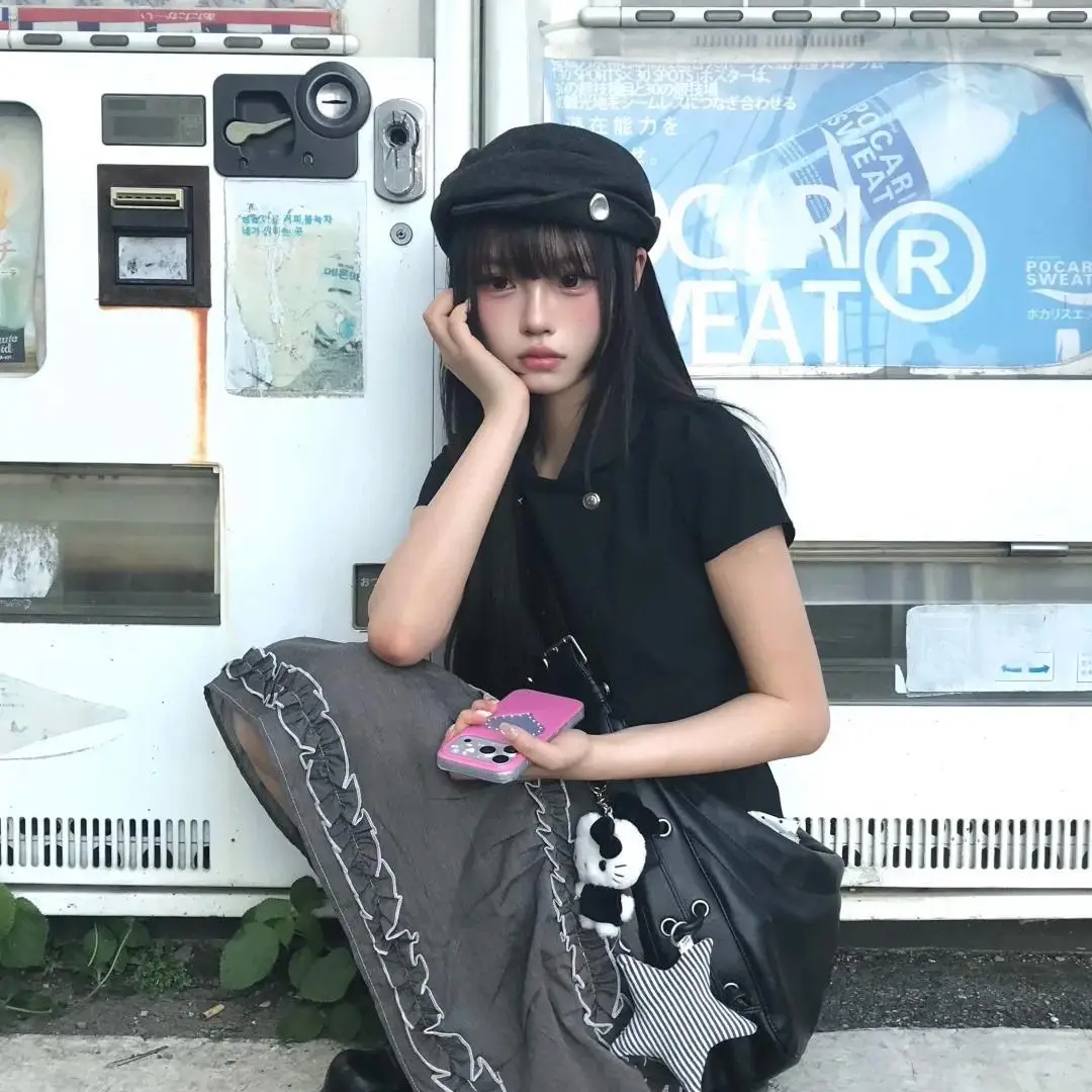 Y2K Lazy Irregular Pleated Design Metal Buckle Beret Hats for Women British Summer Autumn Street Casual Painter Cap Boina Kawaii