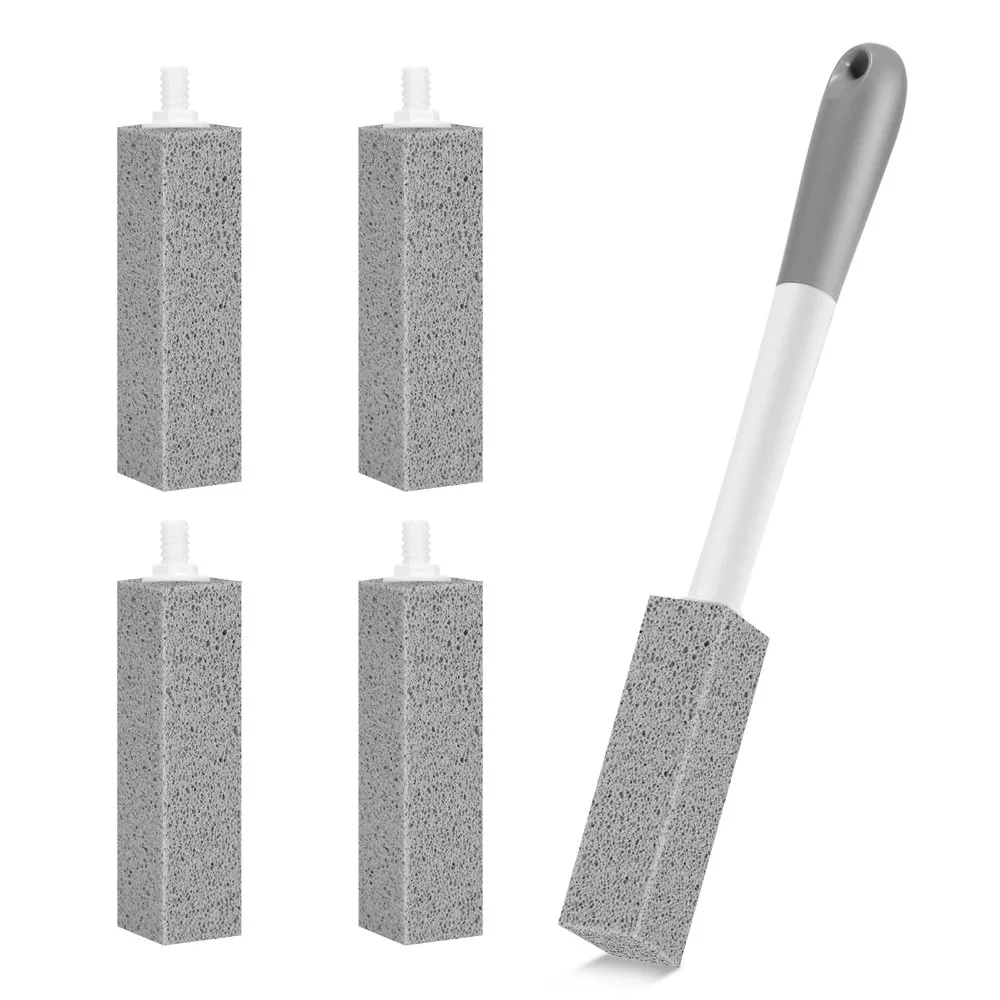 

4PCS No Touch Pumice Stone Toilet Bowl Cleaner Extra Long Handle Replaceable Pumice Cleaning Stone Stain Remover