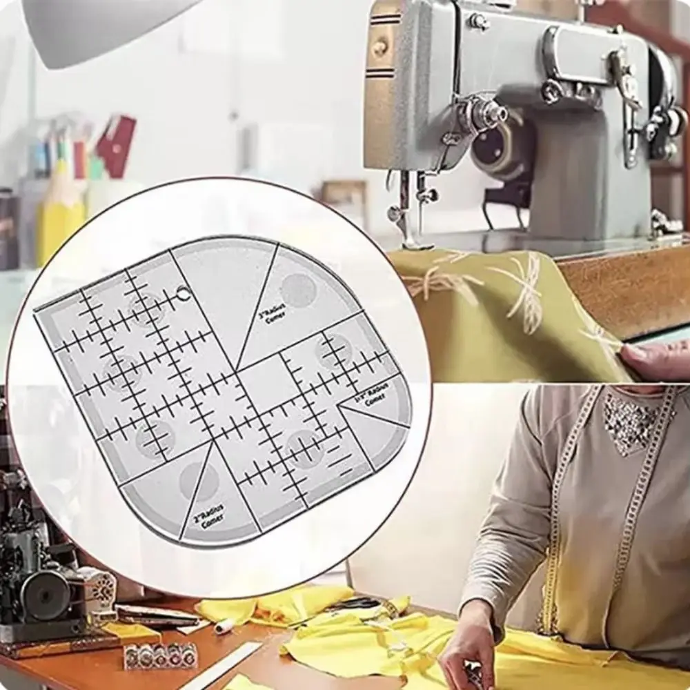 Non Slip Curved Corner Cutter Ruler Acrylic Durable Patchworks Sewing Template Clear Scale Accurate Multifunctional Angle Ruler