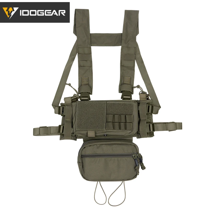 IDOGEAR MK3 Tactical Chest Rig Modular Lightweight Hunting Vest Full Set w/ 5.56 Mag Pouch Pantiball 3317