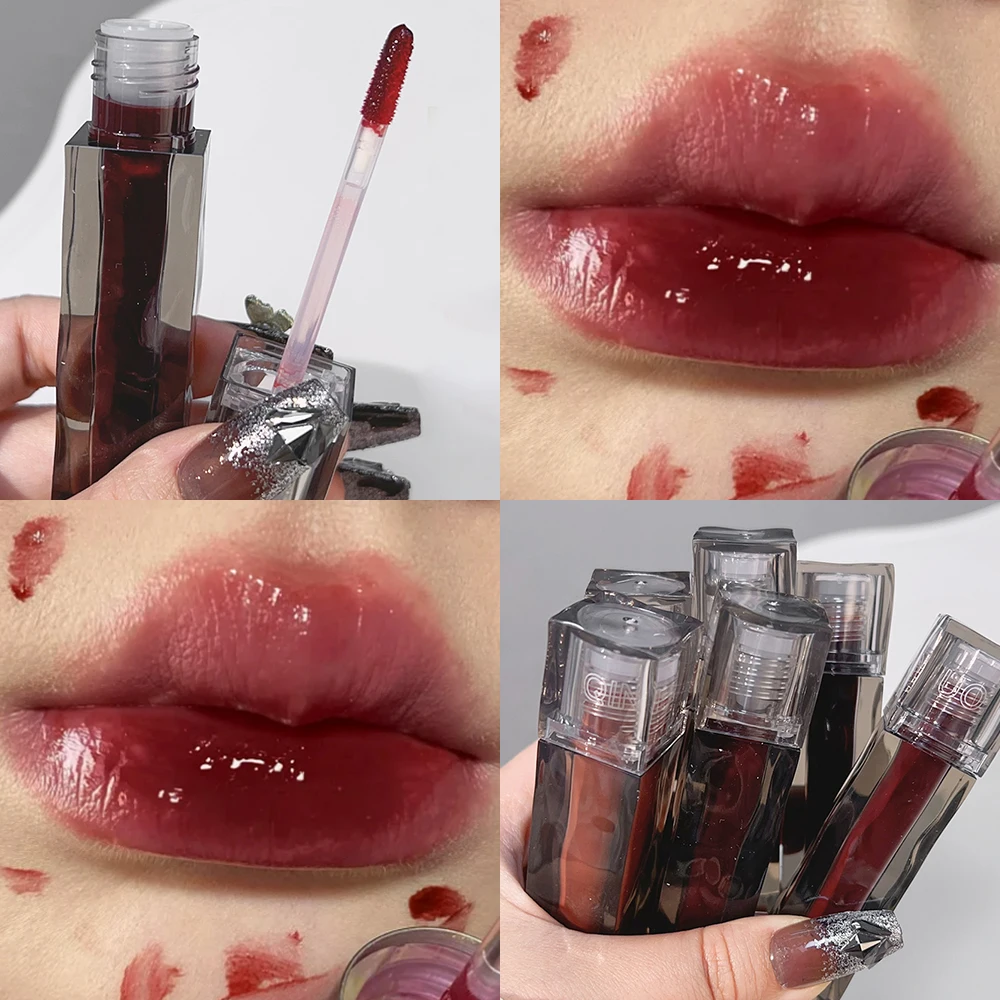 Mirror Water-light Lip Gloss Waterproof Moisturizing Lasting Juice Dark Red Liquid Lipstick Non-sticky Lip Tint Makeup Cosmetics