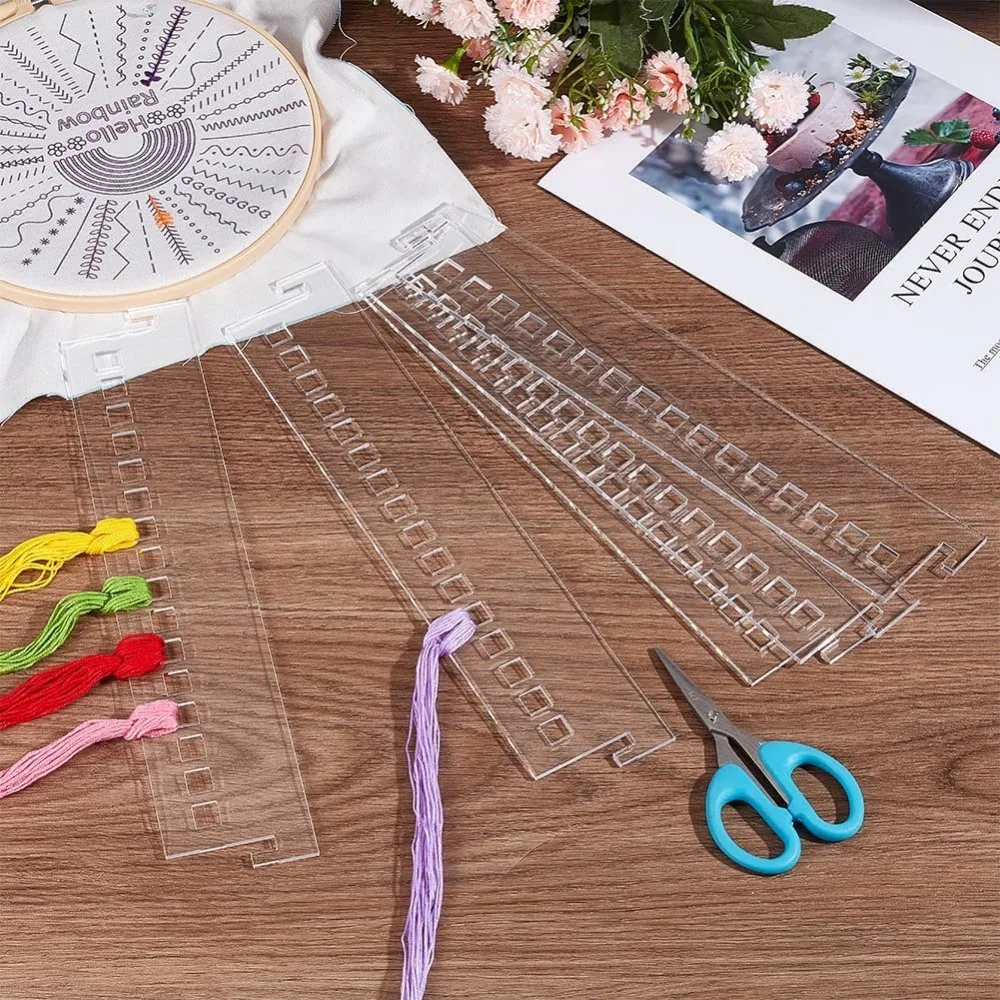 16 Positions Floss Organizer 5pcs Thread Holder Card for Cross Stitch Rectangle Floss Bobbin Acrylic Thread making kit view 5