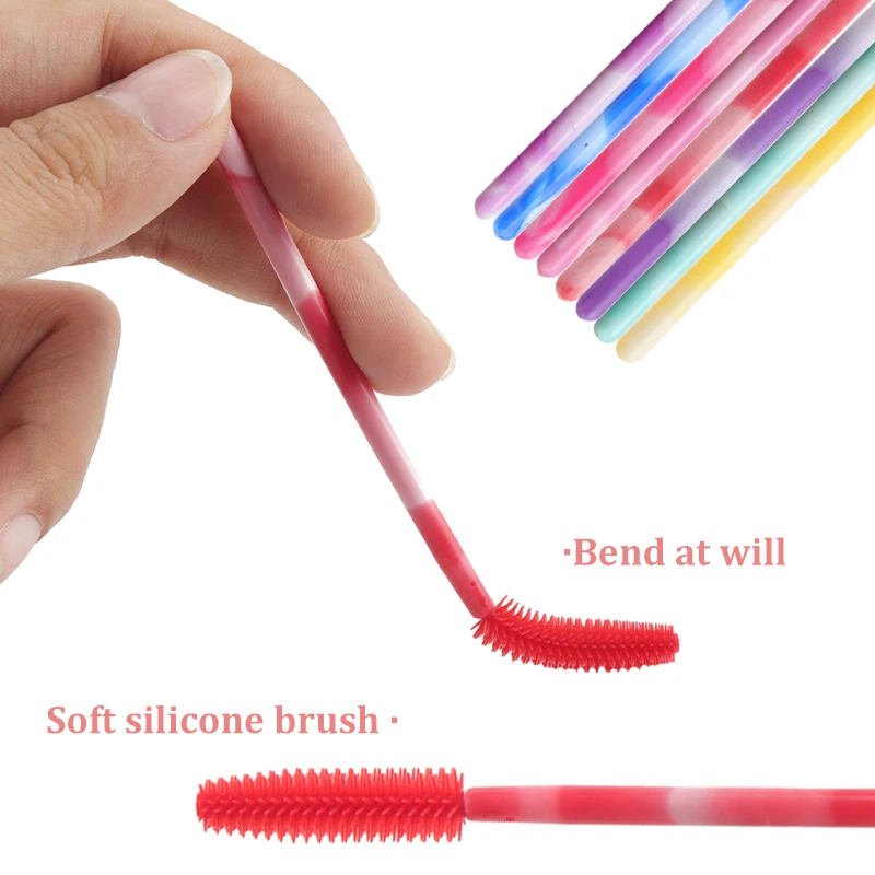 50 pcs Silicone Two-color Rod Mascara Wands Applicator Disposable Eyelash Brushes Comb For Women Beauty Makeup Brush Tools