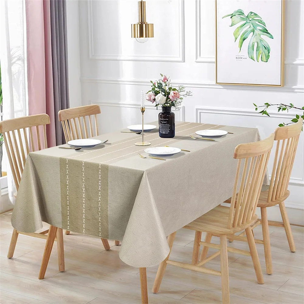 Green and white checkered tablecloth Simple elegant gray tablecloth family gathering daily table waterproof decoration