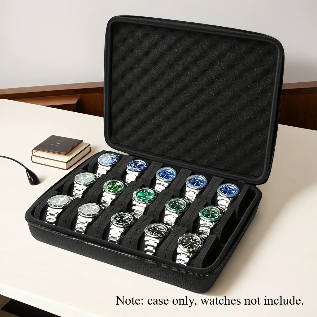 Hard EVA Watch Box, Can Store 15 Watches, Suitable for Various Sizes, Comes with Shockproof Sponge Pillow