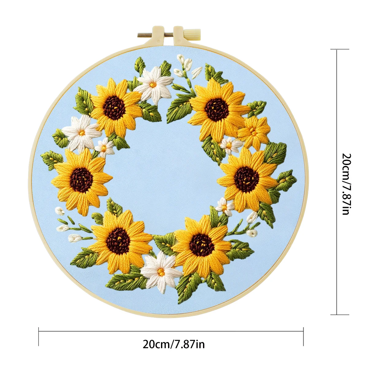 1 Stück 20X20CM/15X15CM 7,87/6,3 Zoll Blumen-Stickerei-Starter-Kit DIY-Kit DIY-Stickerei-Set Handarbeiten Malerei Nadelkunst – Detail 4