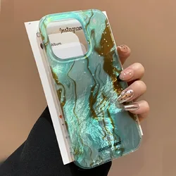 Vortex Pattern Blue Green Irregular Gradient Silicone Phone Case For iPhone 11 12 13 14 15 16 Pro Max X XR 7 8 Plus Soft Cover