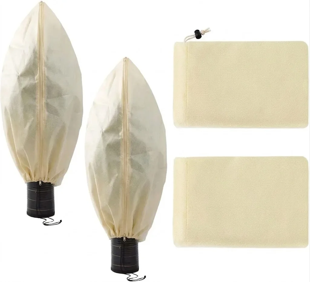 1pc 80x120cm Plant Covers Freeze Protection Frost Cloth Outdoor Thickened Winter Tree Covers with Zipper Drawstring for Garden