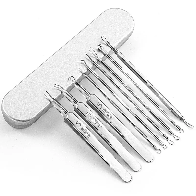4-11Pcs Ingrown Hair Tweezers Acne Blackhead Removal Needles Black Dots Cleaner Deep Cleansing Pore Cleaner Face Skin Care Tools view 6