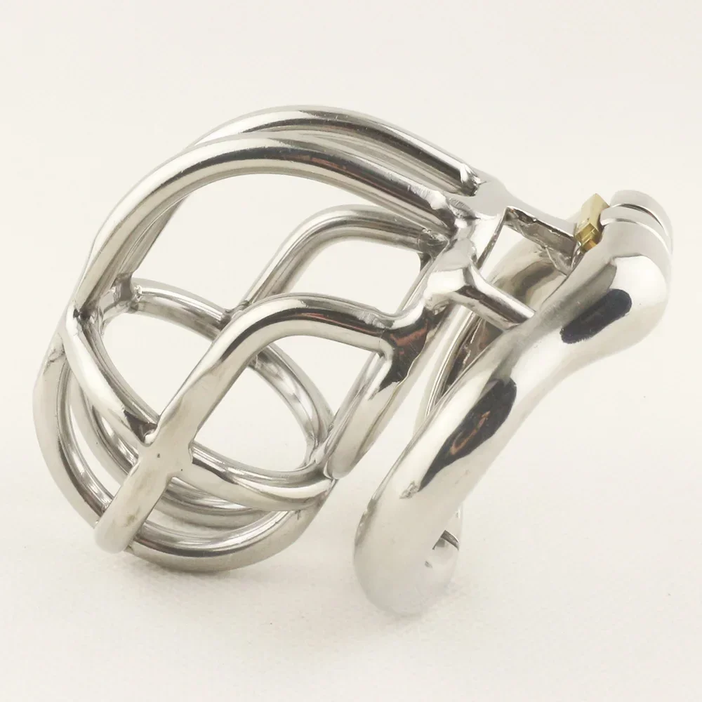 ปลดล็อค Pleasure ชายอุปกรณ์ Chastity 2.16 "สแตนเลส BEND กรงเข็มขัดผู้ใหญ่เกมเพศของเล่นสําหรับผู้ชายแหวน Cock
