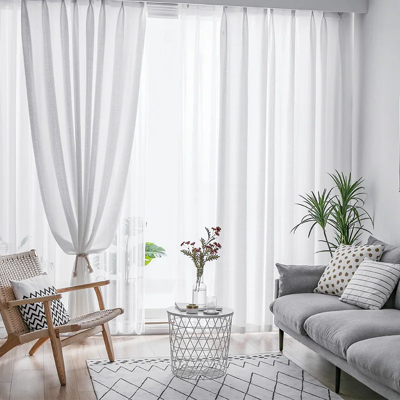 

Light-transmitting Curtains Balcony Bay Window White Gauze Curtain Bedroom Living Room White Gauze Curtain