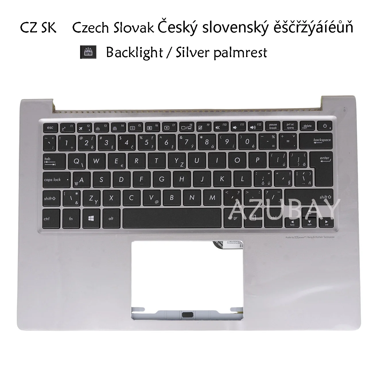 Czech Slovak Backlit Silver Palmrest Cover for Asus 90NB04Y1  UX303LA RX303LA RX303LN UX303 U303LA U303LB U303LN U303UA U303UB