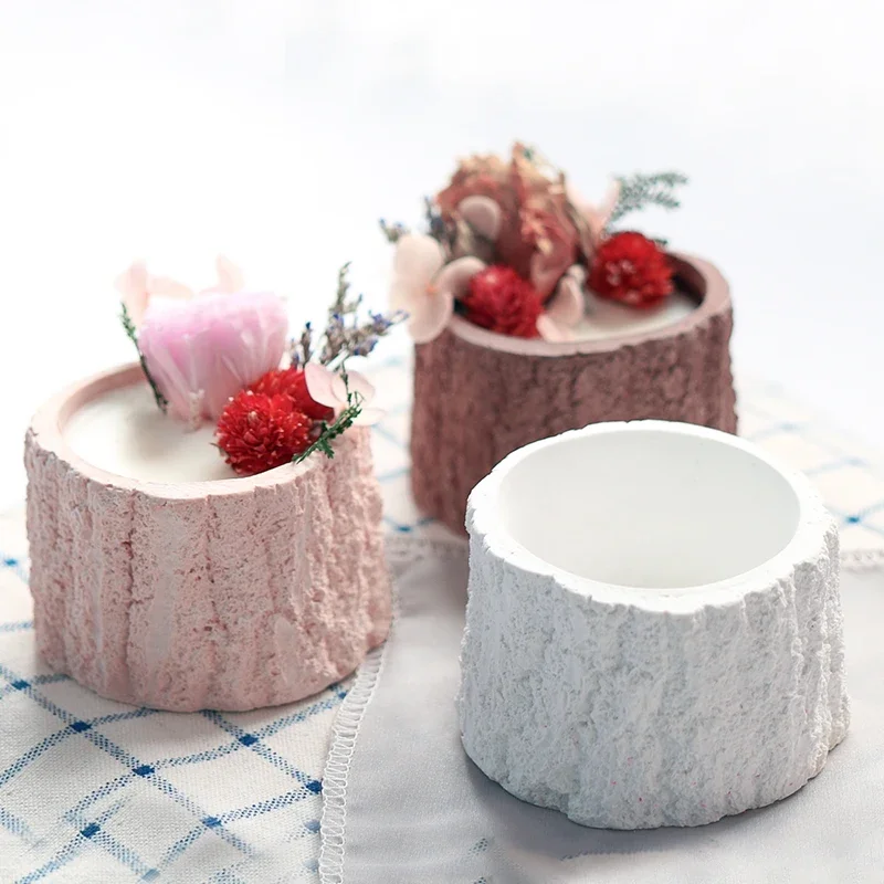 3D Tree Stump Flower Pot Shape Silicone Mold Epoxy resin Succulent Flower Cement Pot Silicone Mold Candle Decoration Craft